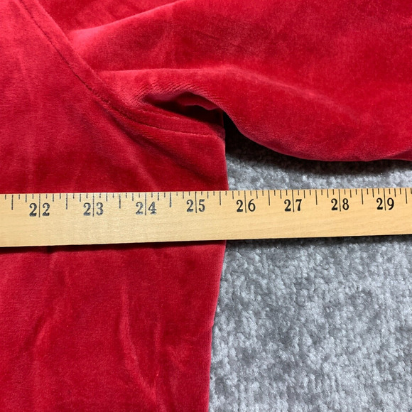 D &‎ Co. Button Front Big Shirt Women Size 1X Red Velour Shirttail Hem - Picture 12 of 14